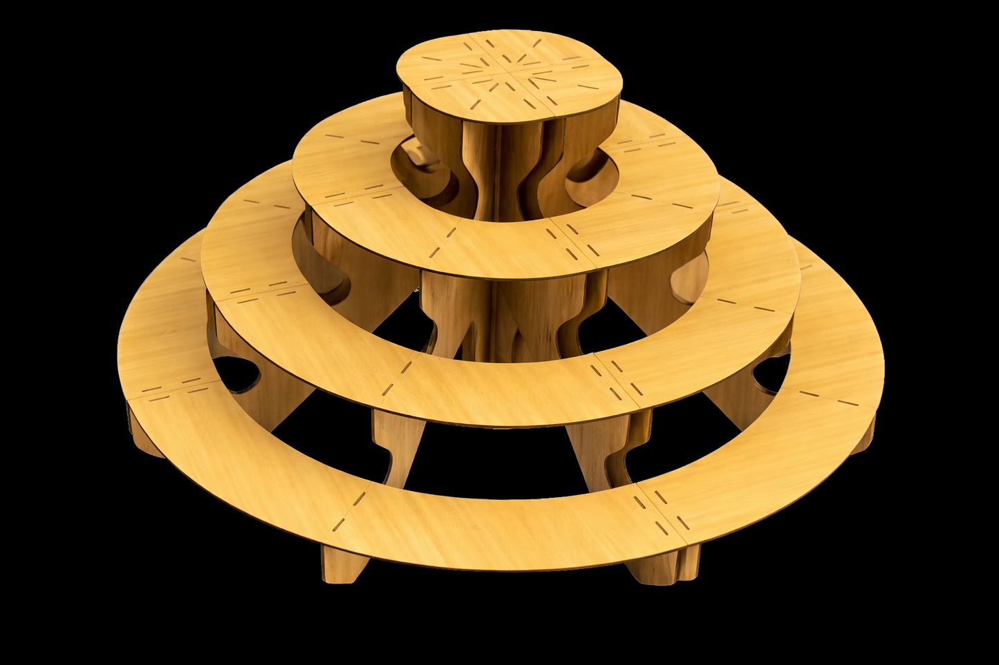 Display Stand 4 Tier MDF Modular Straight & Curved Sets Flat Pack