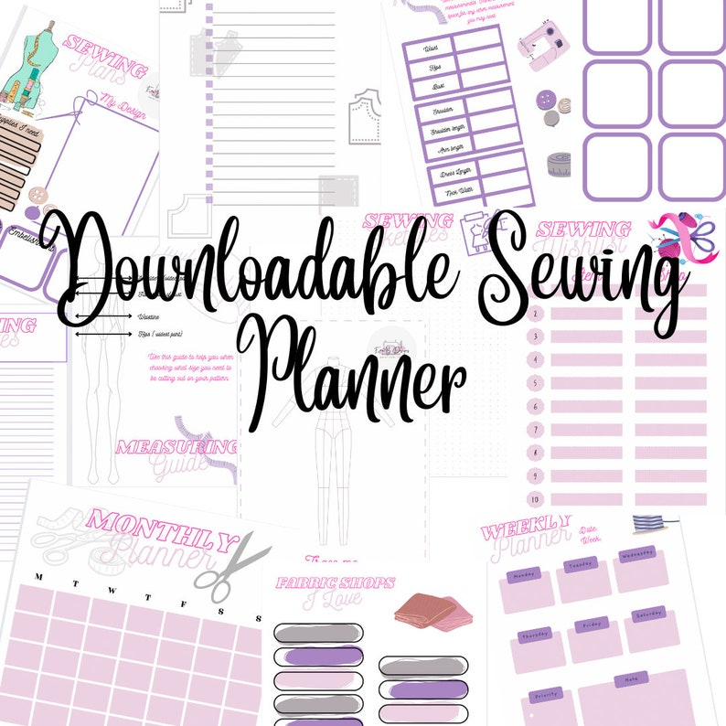 Downloadable Sewing Planner- Printable Planner- Sewing Plans and lists