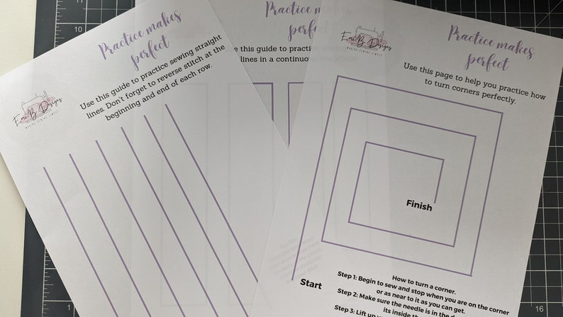 Downloadable Sewing Practice Pages- Printable Sewing Practice- Beginner Sewing Practice Pages