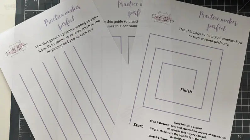 Downloadable Sewing Practice Pages- Printable Sewing Practice- Beginner Sewing Practice Pages EmibDesign