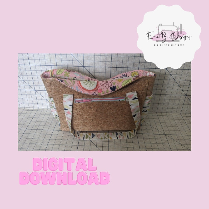 Emily Bag- Tote Bag with Pockets Sewing Pattern- PDF/Download- Zipped top bag Sewing Pattern