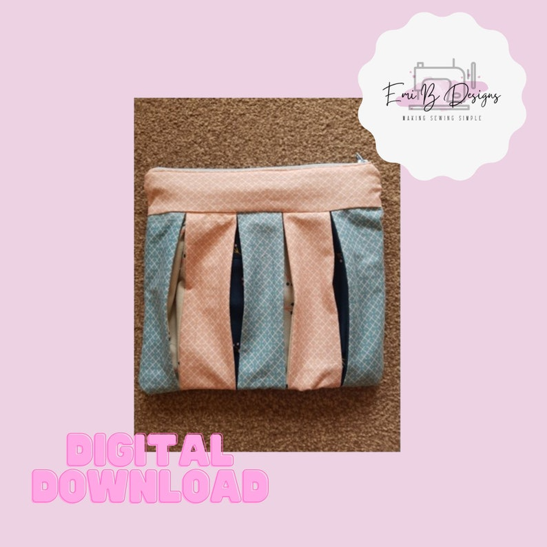 Pleated Makeup Bag Sewing Pattern- PDF/Download- Storage Roll Sewing Pattern- Makeup Bag/ Pencil Case Sewing Pattern