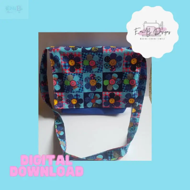 Lined Messenger Bag Sewing Pattern- PDF/Download- Beginner Sewing Pattern EmibDesign