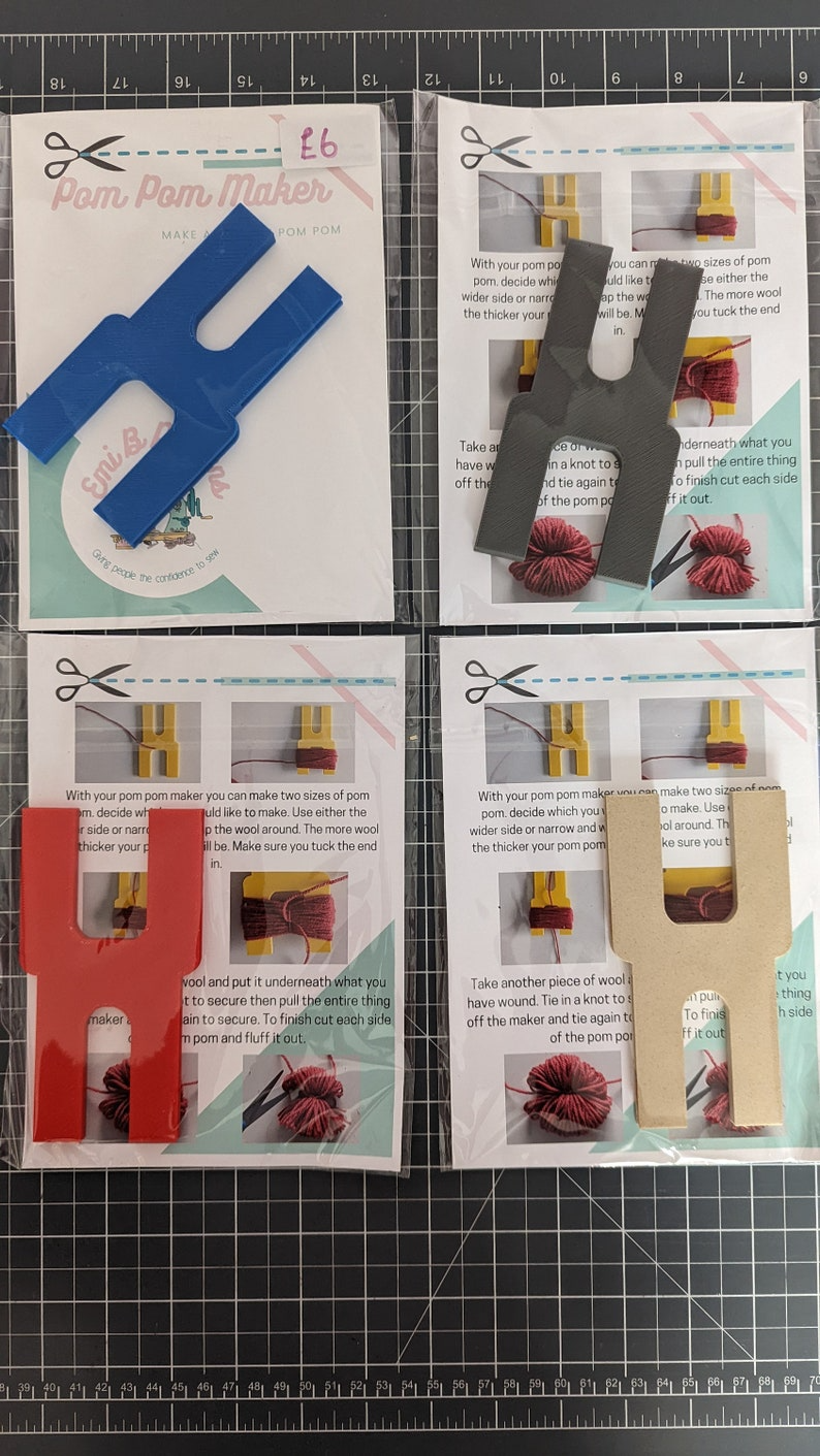 Pom Pom Maker- Make your own Pom Pom's in a variety of sizes- Sewing and Craft Embellishment