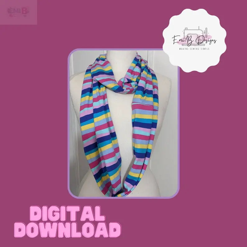 Circle Scarf Sewing Pattern- Make your Own Infinity Scarf- Learn to Sew with Jersey EmibDesign