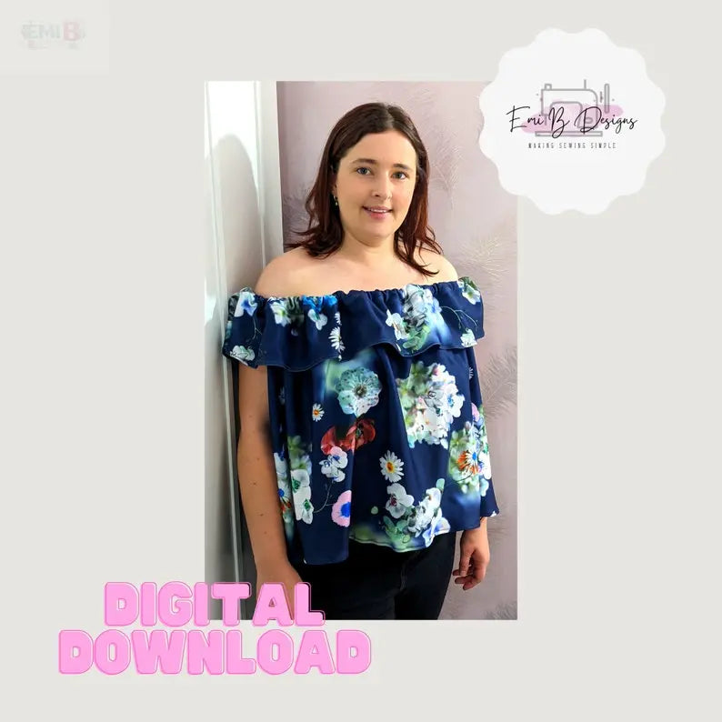 Ruffle Top Sewing Pattern- Draft your own Ruffle Top- Ruffle Dress Sewing Pattern- Sew your own Ruffle Top/Dress EmibDesign