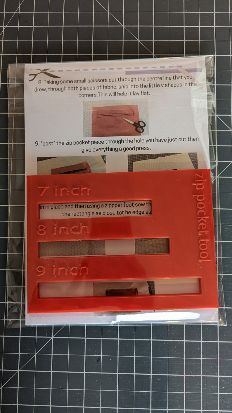 Zip Pocket Tool Make your own Zip Pockets How to sew a zip pocket Zip tool Zip pocket Ruler