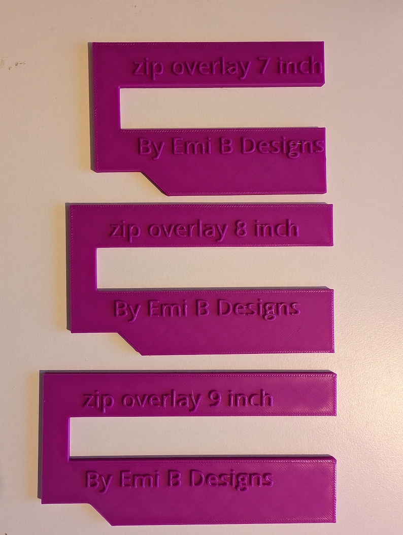 Boxy Zip overlay Tool Bag Making Tool Pack of 3 zip overlay templates. Boxy zip overlay