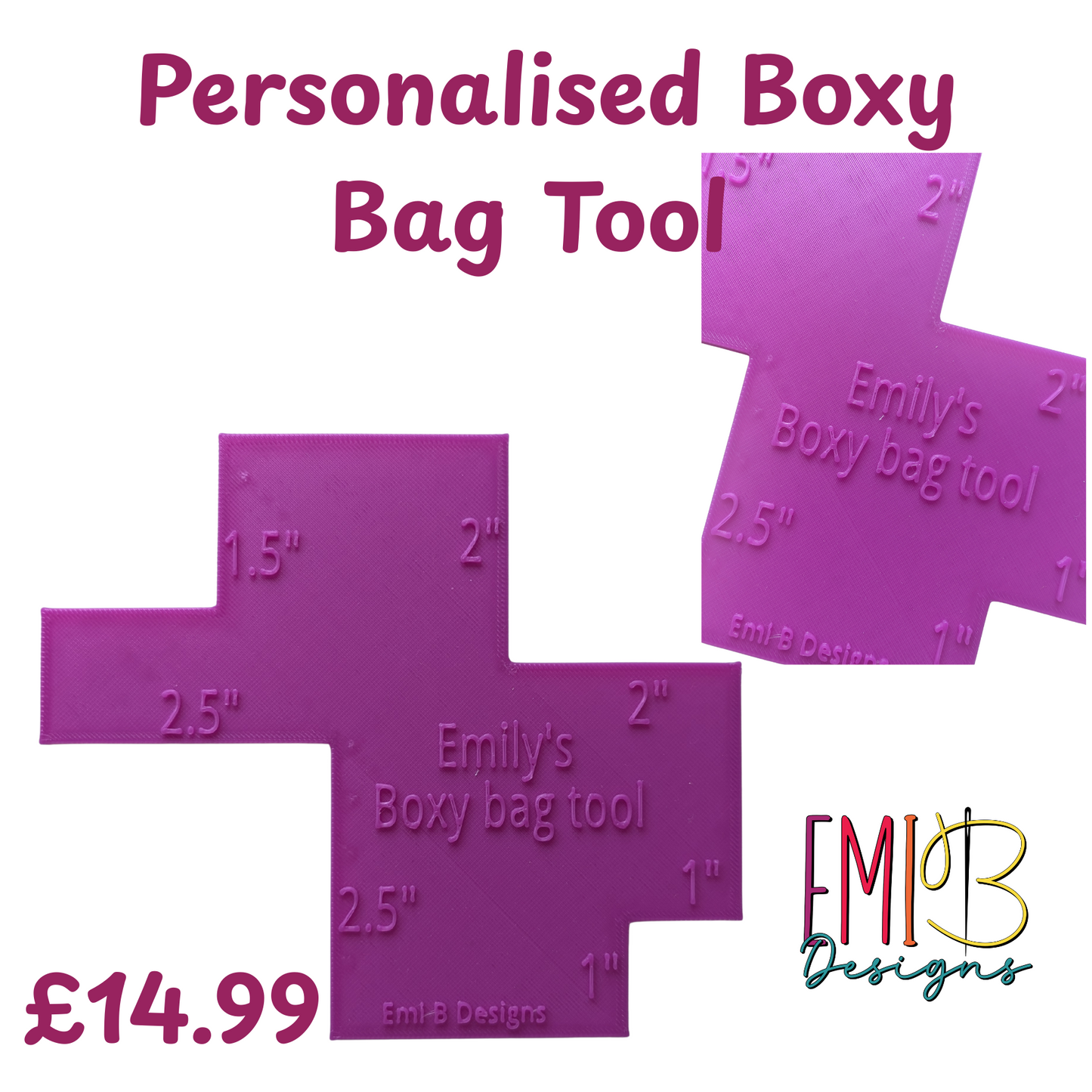 Personalised Boxy Bag Tool- Box corner bag tool- Bag Base Ruler