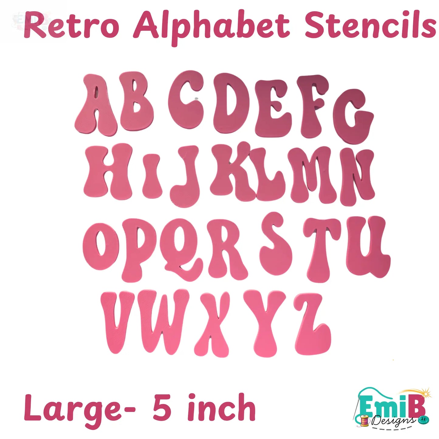 Larger Size Retro A to Z Letter Templates Letter Stencils for Sewing and Crafts Applique Letters Personalise your Sewing- 5 inch tall EmibDesign