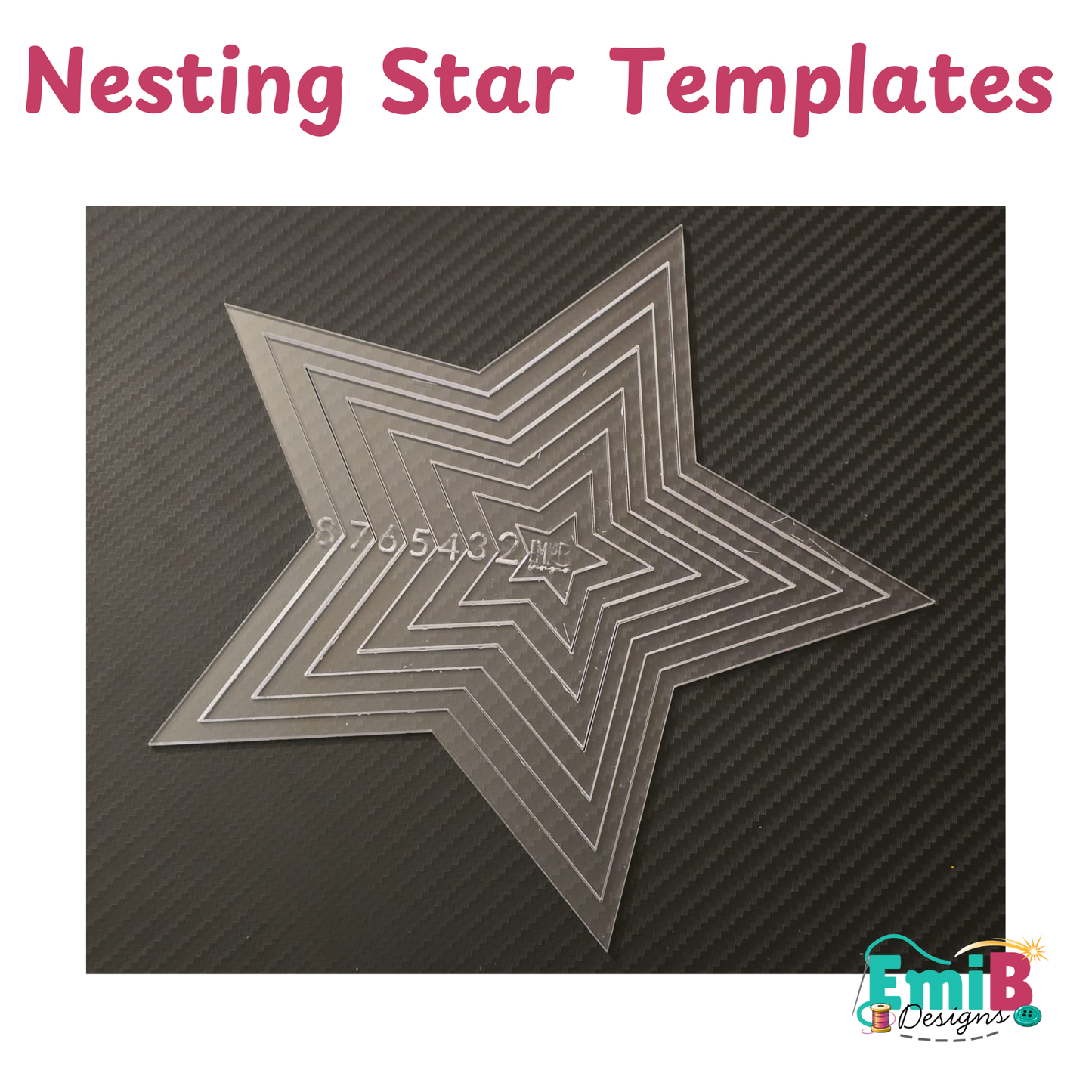 Nesting Star Acrylic Template. square nesting templates Emi B Designs