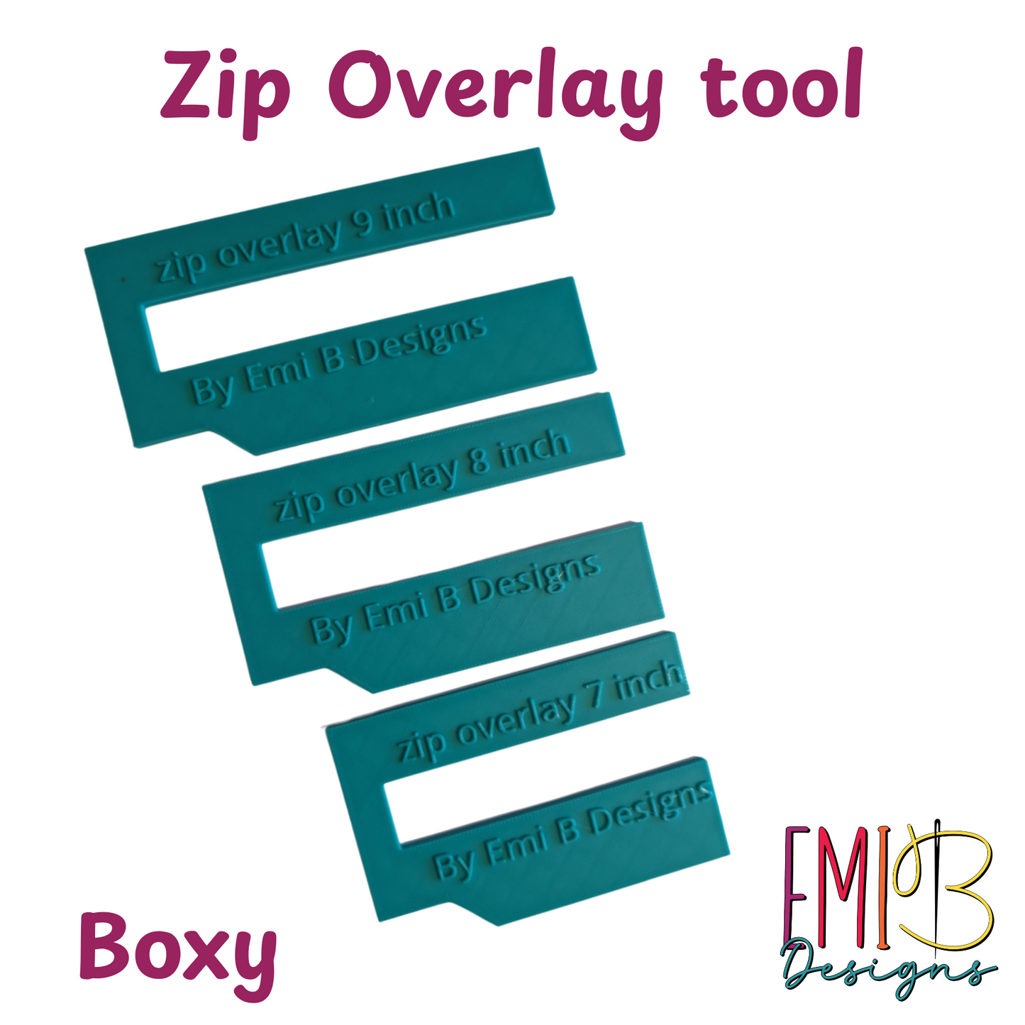 Boxy Zip overlay Tool Bag Making Tool Pack of 3 zip overlay templates. Boxy zip overlay
