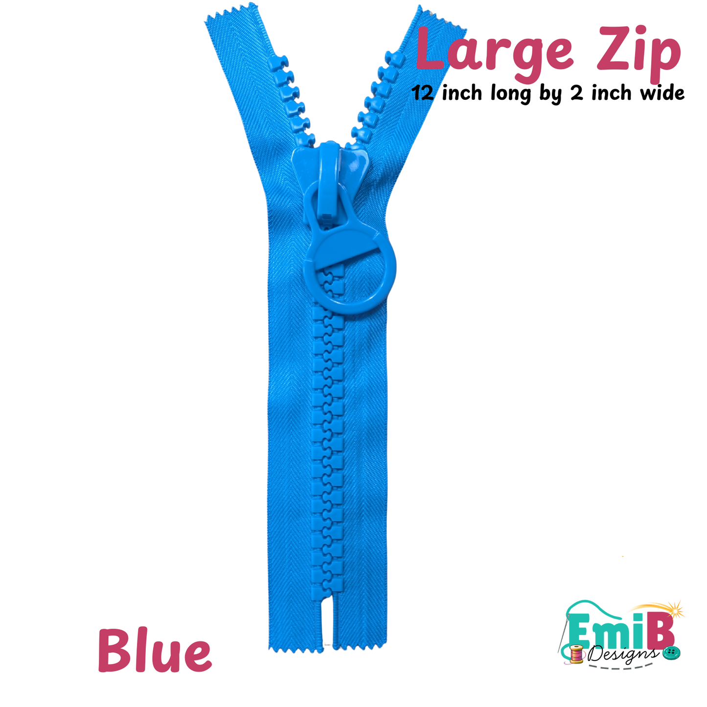Large Zip- 12 inch long by 2 inch wide