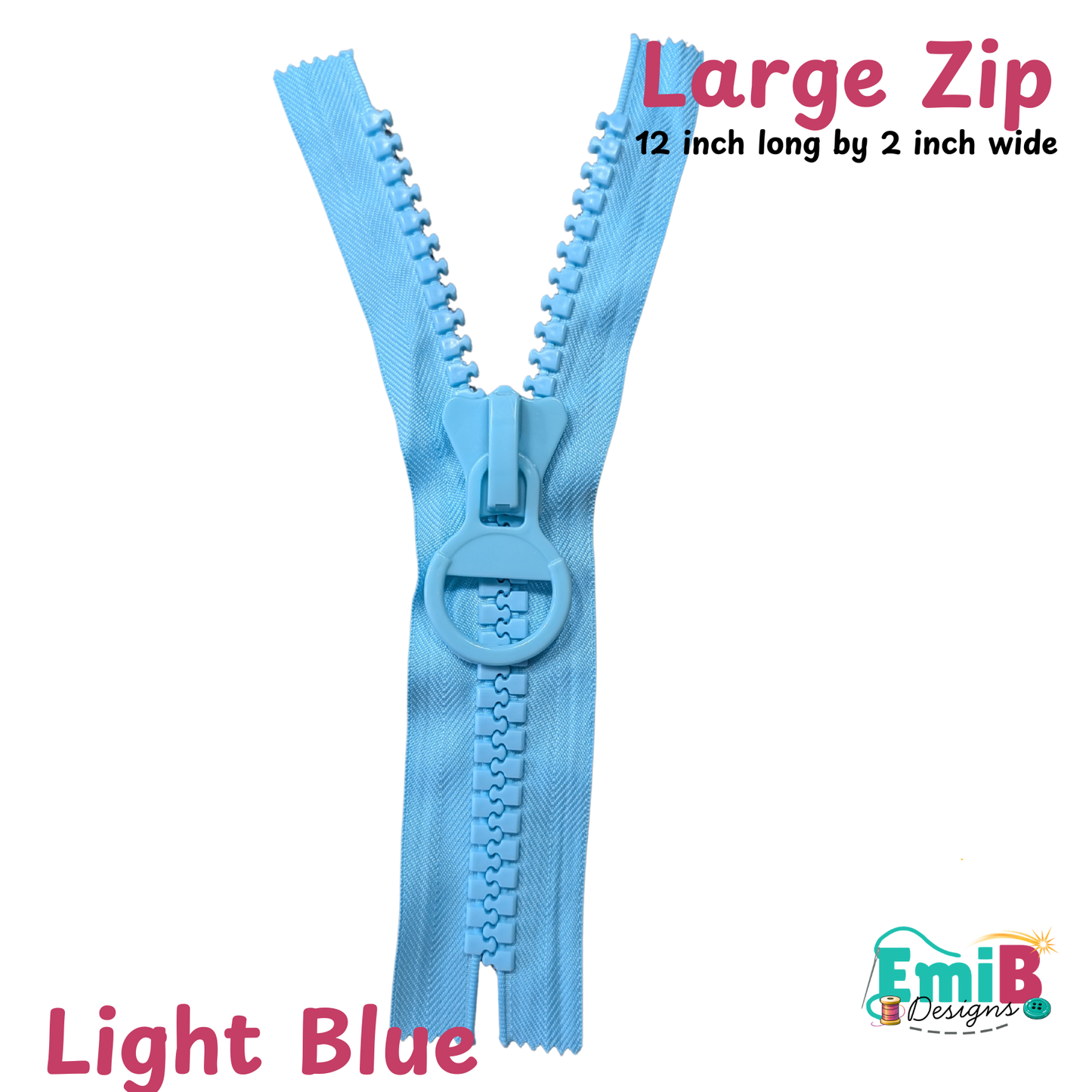 Large Zip- 12 inch long by 2 inch wide