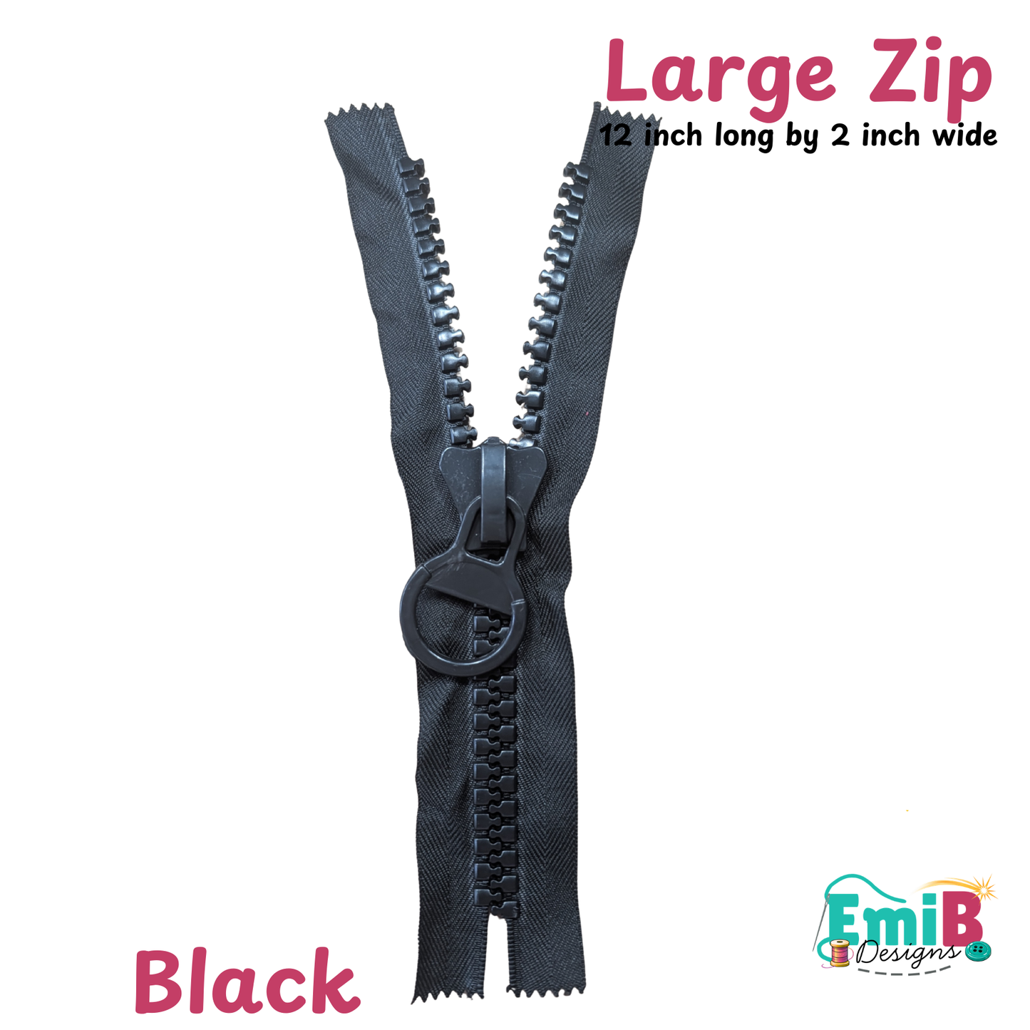 Large Zip- 12 inch long by 2 inch wide