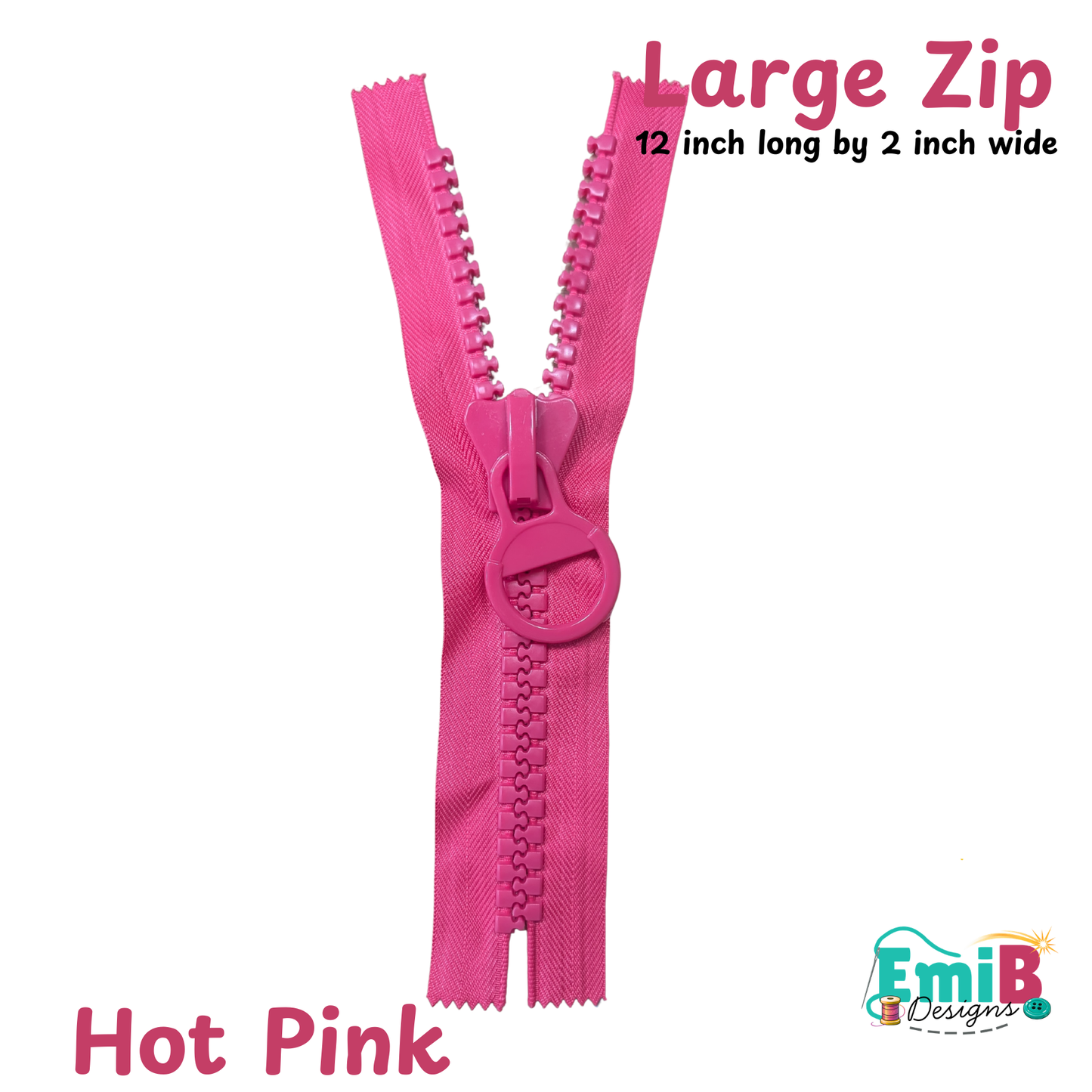 Large Zip- 12 inch long by 2 inch wide