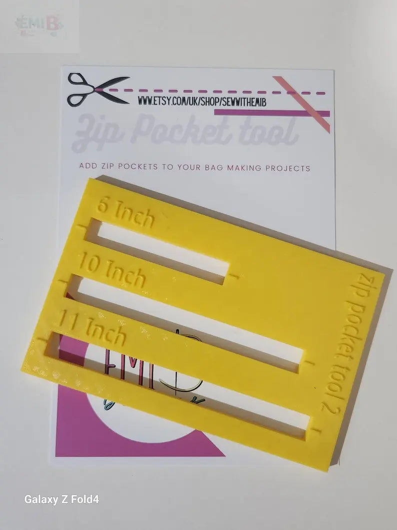 Zip Pocket Tool 2 Make your own Zip Pockets How to sew a zip pocket Zip tool Zip pocket Ruler EmibDesign