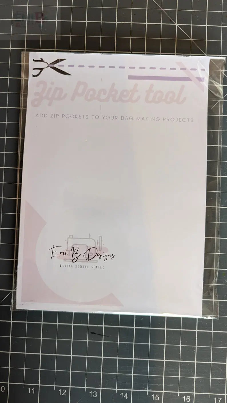 Zip Pocket Tool Make your own Zip Pockets How to sew a zip pocket Zip tool Zip pocket Ruler EmibDesign