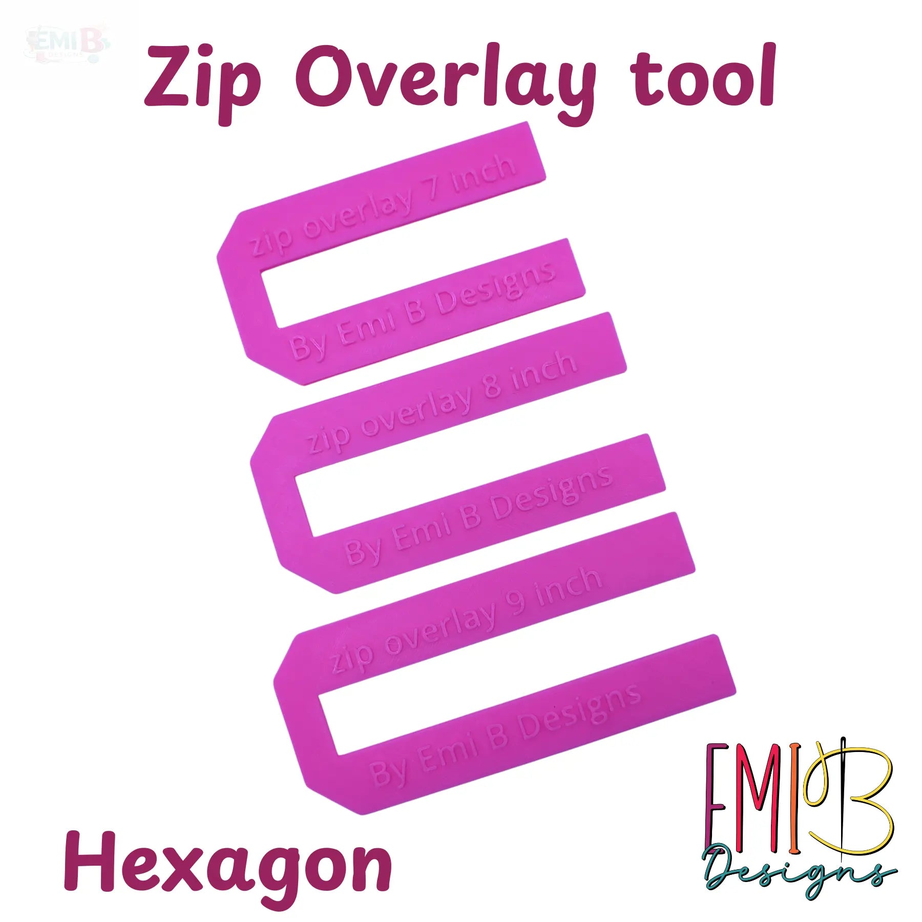 Zip overlay Tool Bag Making Tool Pack of 3 zip overlay templates. – Emi ...