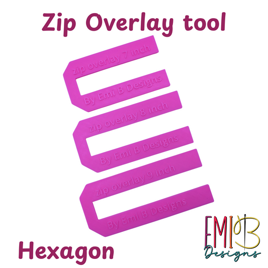 Zip overlay Tool Bag Making Tool Pack of 3 zip overlay templates. Hexagon zip overlay EmibDesign
