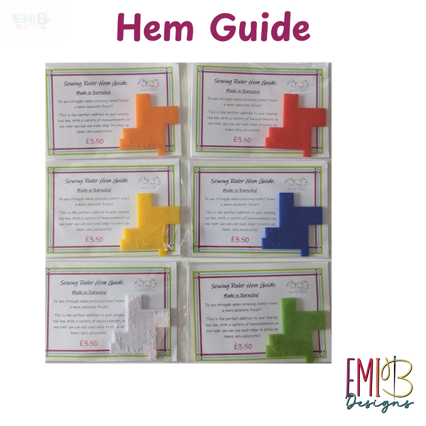 Sewing Ruler Hem Guide- Sewing Ruler- Get the perfect Hems EmibDesign