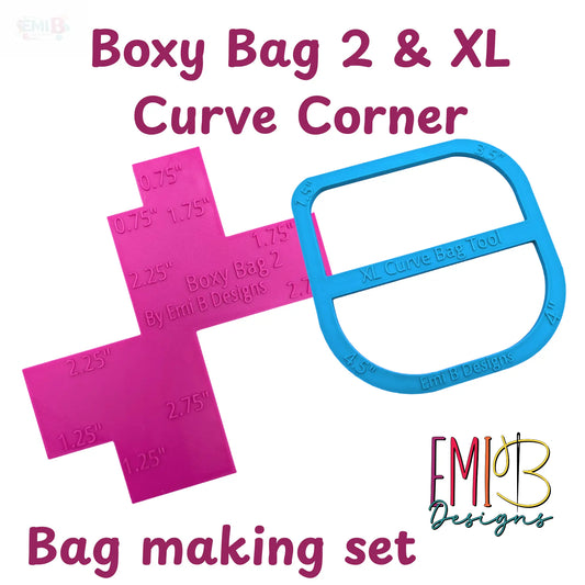 Beginners Bag Making Boxy Bag Tool 2 and XL Curve corner tool set Bag Making Rulers Sewing Rulers Sewing Set EmibDesign