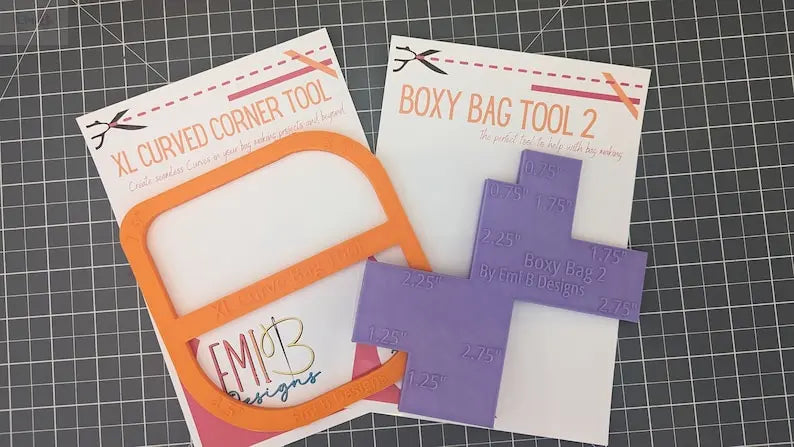 Beginners Bag Making Boxy Bag Tool 2 and XL Curve corner tool set Bag Making Rulers Sewing Rulers Sewing Set EmibDesign