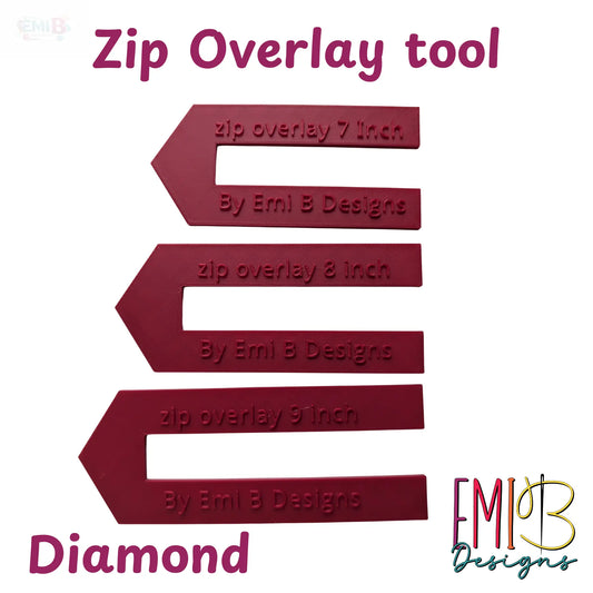 Diamond Zip overlay Tool Bag Making Tool Pack of 3 zip overlay templates. Diamond zip overlay EmibDesign