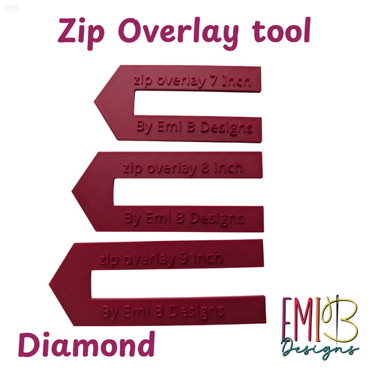 Diamond Zip overlay Tool Bag Making Tool Pack of 3 zip overlay templates. Diamond zip overlay EmibDesign