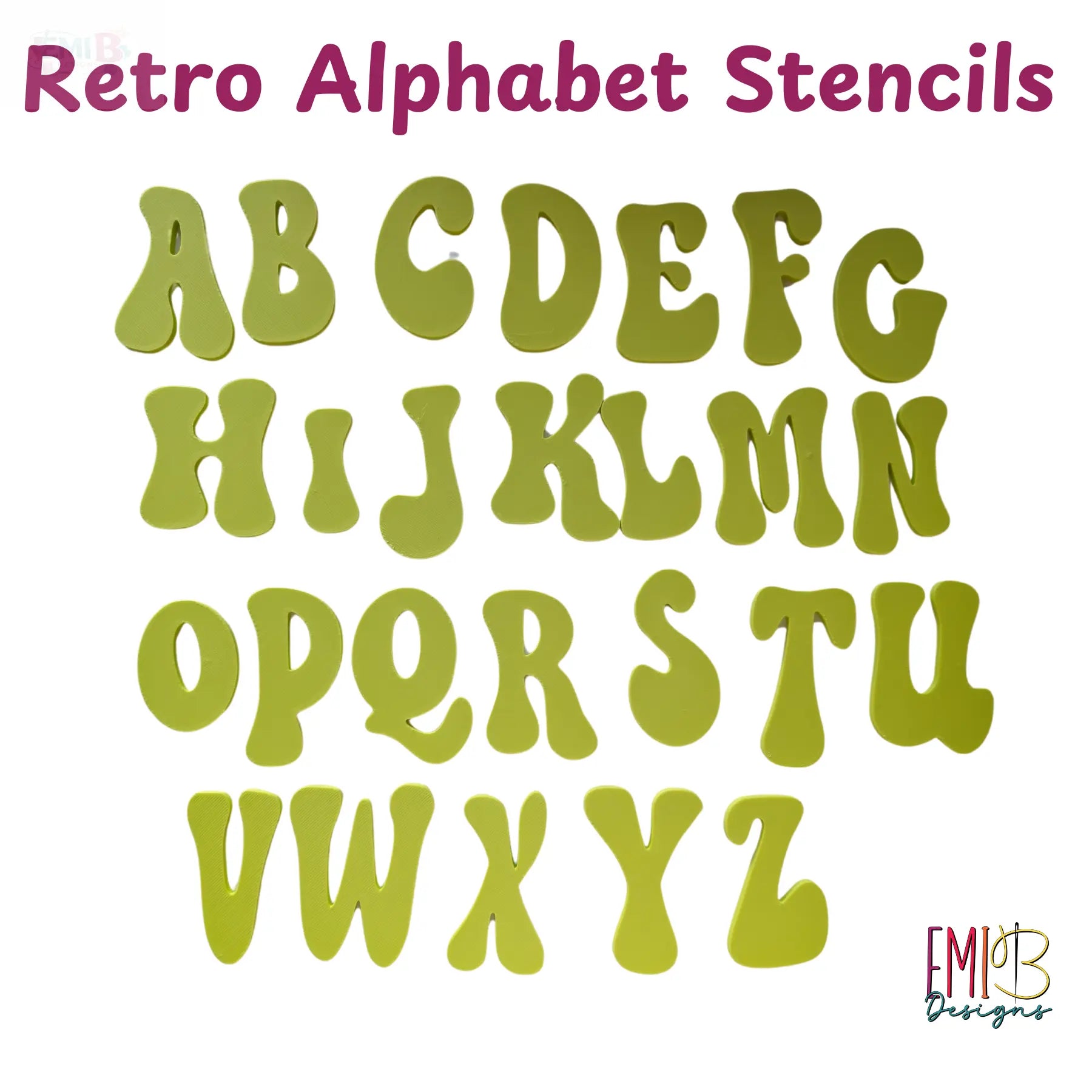 Retro A to Z Letter Templates Letter Stencils for Sewing and Crafts Applique Letters Personalise your Sewing EmibDesign