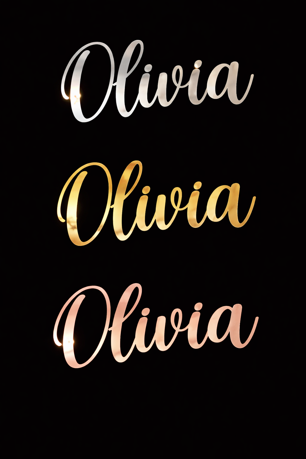 Personalised Mirrored Name Sign Script Name Wall Decor Gold Silver Rose Acrylic