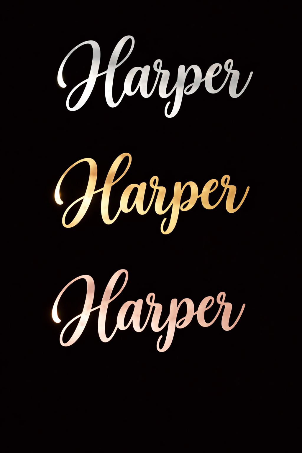 Personalised Mirrored Name Sign Script Name Wall Decor Gold Silver Rose Acrylic