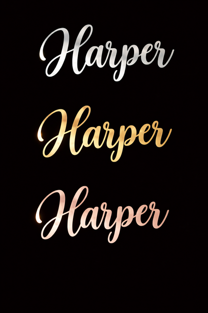 Personalised Mirrored Name Sign Script Name Wall Decor Gold Silver Rose Acrylic