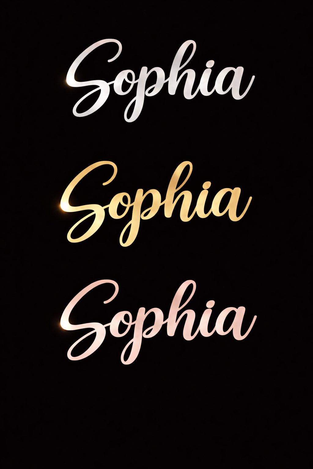 Personalised Mirrored Name Sign Script Name Wall Decor Gold Silver Rose Acrylic