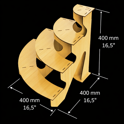 Display Stand 4 Tier MDF Modular Straight & Curved Sets Flat Pack