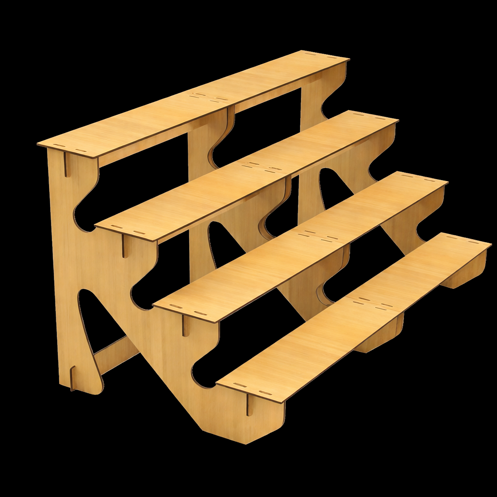 Display Stand 4 Tier MDF Modular Straight & Curved Sets Flat Pack