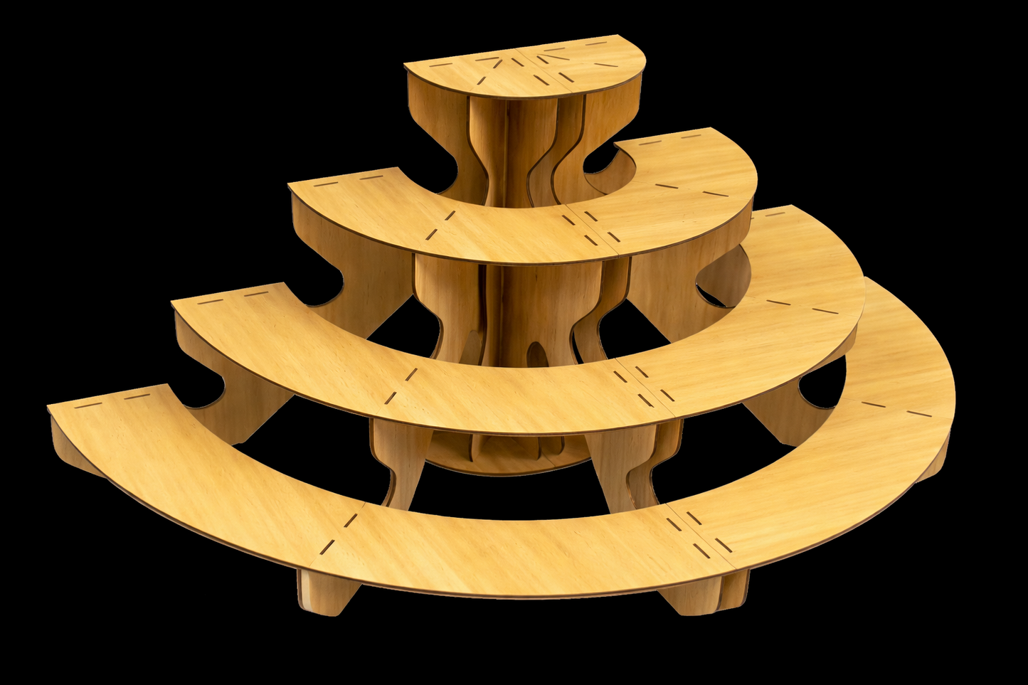 Display Stand 4 Tier MDF Modular Straight & Curved Sets Flat Pack