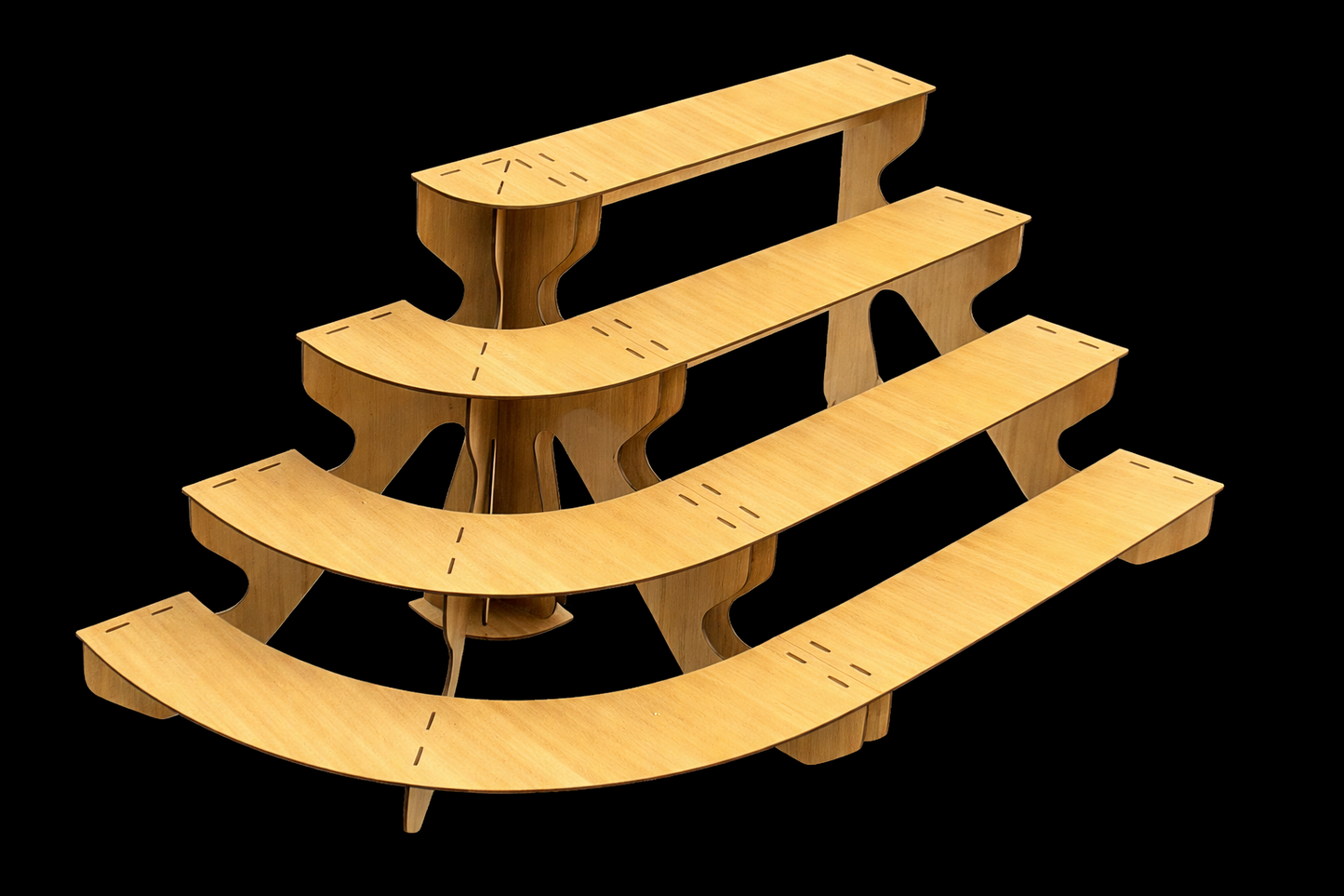 Display Stand 4 Tier MDF Modular Straight & Curved Sets Flat Pack