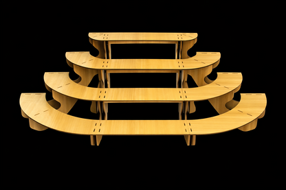 Display Stand 4 Tier MDF Modular Straight & Curved Sets Flat Pack