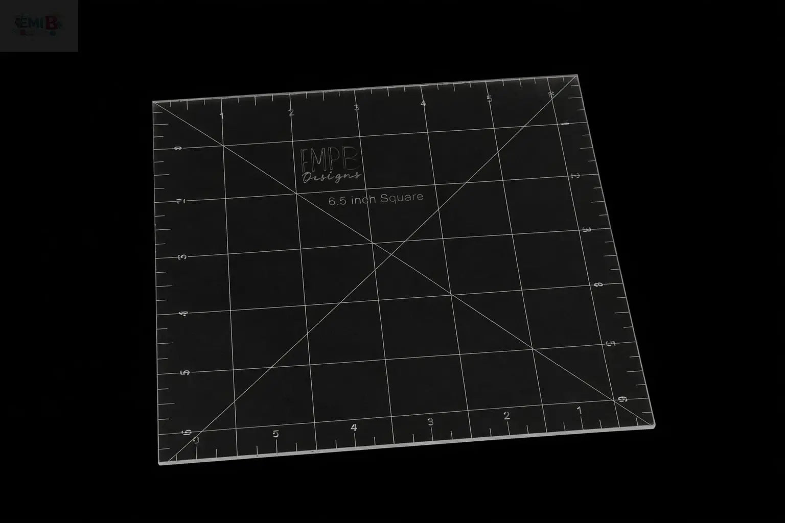 6.5 inch Square Acrylic Sewing Ruler Emi B Designs