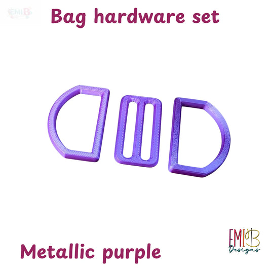 38mm Metallic D-Ring & Slider Buckle Set – 3D Printed Bag Hardware Emi B Designs