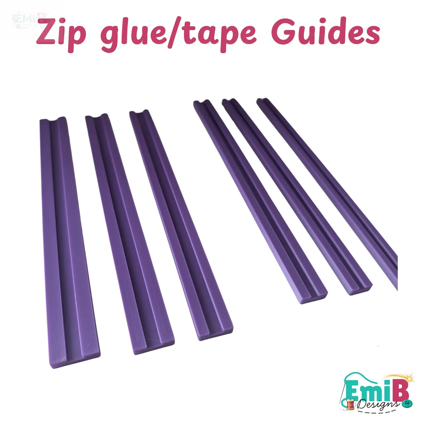 Set of 6 Zipper Glue/tape guide Emi B Designs