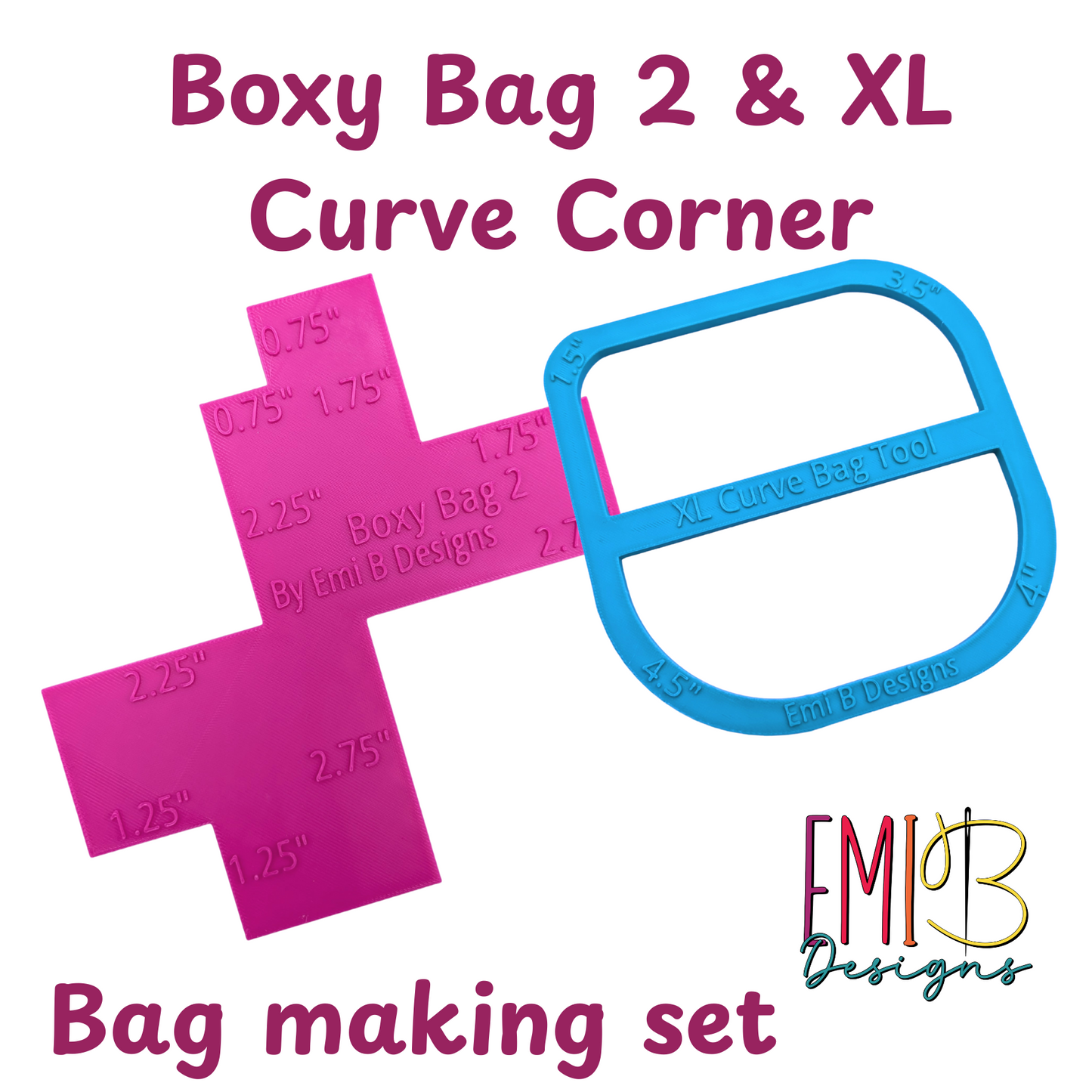 Beginners Bag Making Boxy Bag Tool 2 and XL Curve corner tool set Bag Making Rulers Sewing Rulers Sewing Set