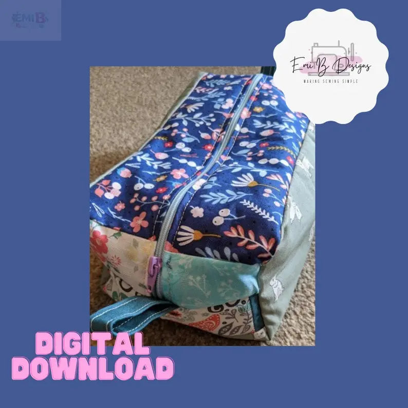 Billy Boxy Patchwork Pouch Sewing Pattern- PDF/Download/ Patchwork makeup Bag Sewing Pattern EmibDesign