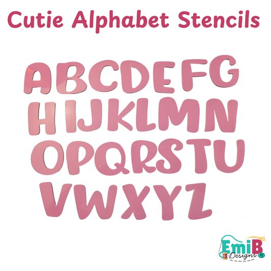 Alphabet stencils Cutie Style A to Z Letter Templates Letter Stencils for Sewing and Crafts Applique Letters Personalise your Sewing EmibDesign