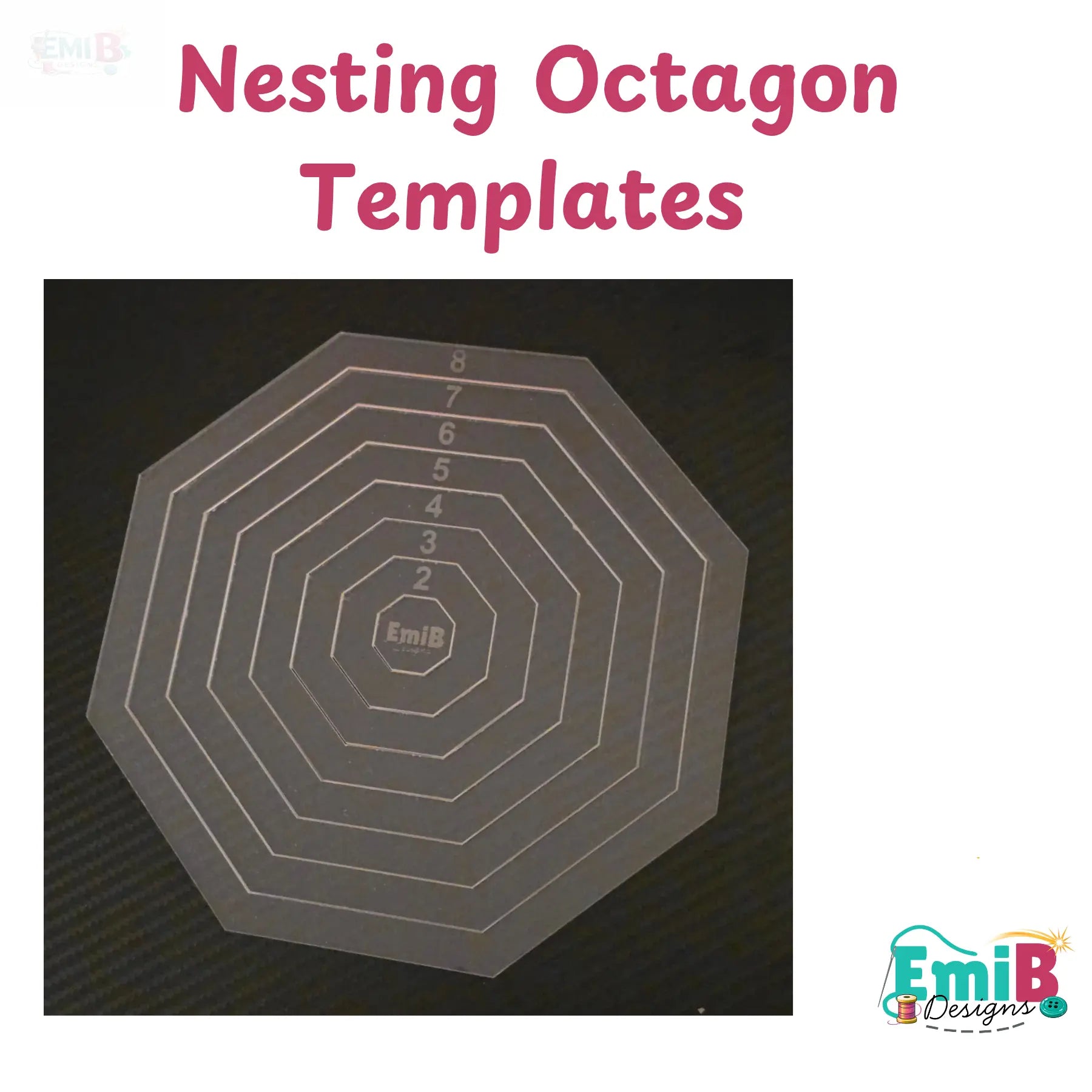 Nesting Octagon Acrylic Template. square nesting templates Emi B Designs