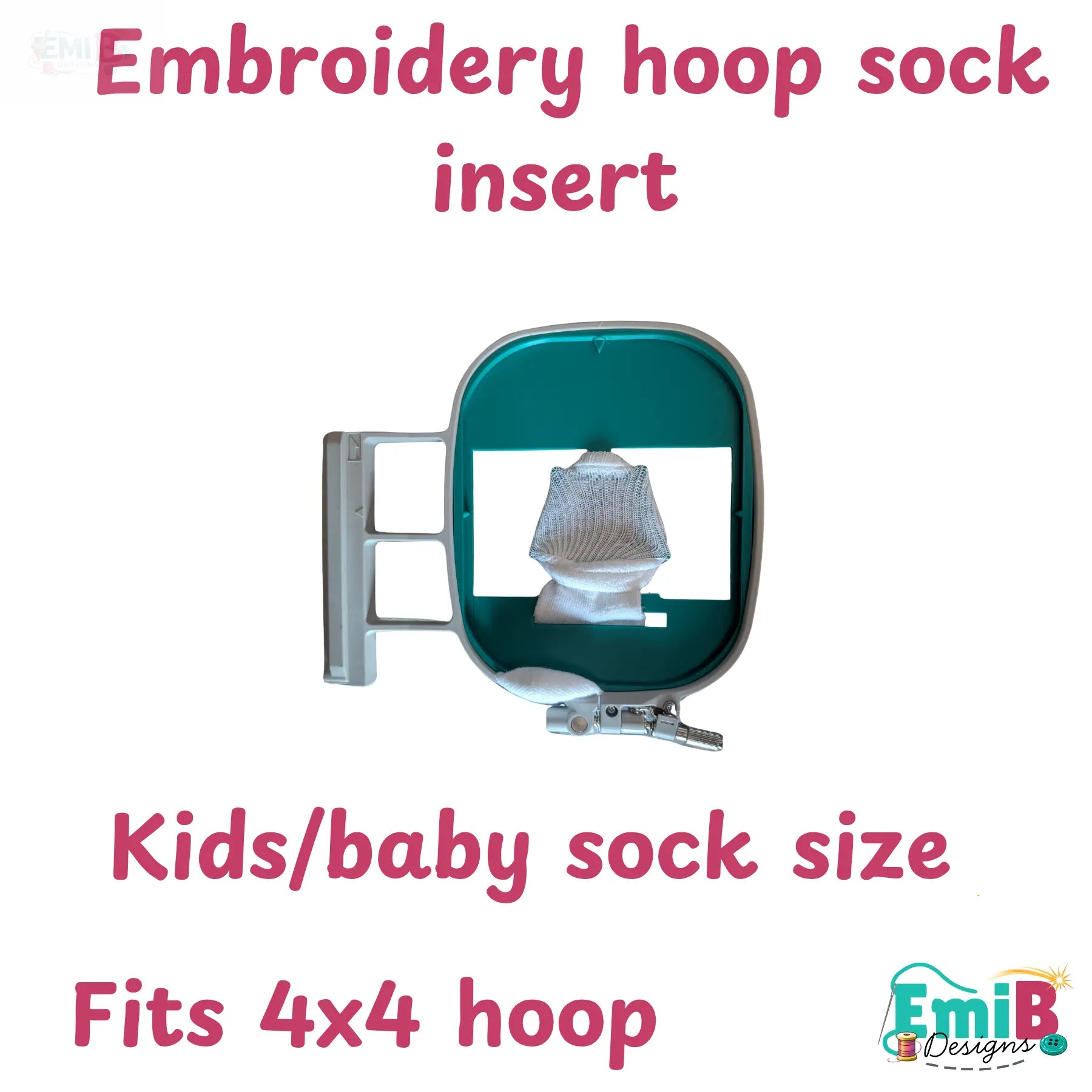 Kids Sock Embroidery Hoop Insert for Brother 4x4 Hoop | Sock & Sleeve Holder Attachment | Small Item Embroidery Tool Emi B Designs