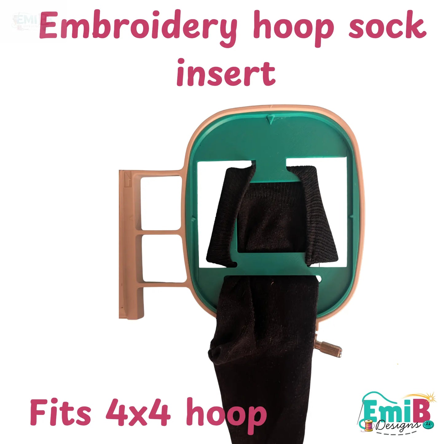 Sock Embroidery Hoop Insert for Brother 4x4 Hoop | Sock & Sleeve Holder Attachment | Small Item Embroidery Tool Emi B Designs