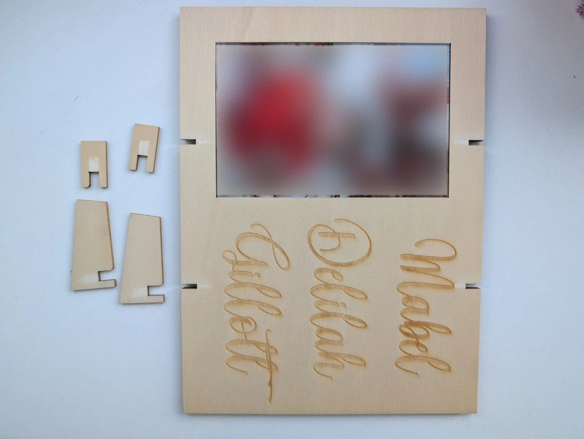 Personalised Wooden Photo Frame Custom Engraved Any Text Design Clear Acrylic Front