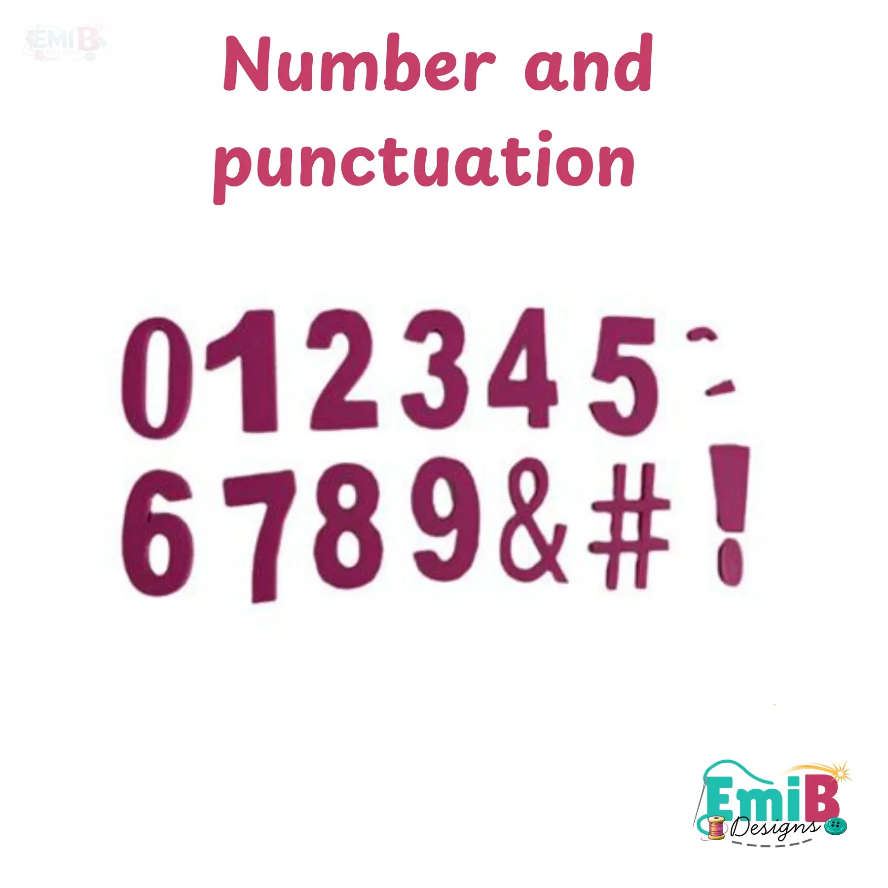 Numbers and punctuation Templates Stencils for Sewing and Crafts Applique numbers Personalise your Sewing EmibDesign